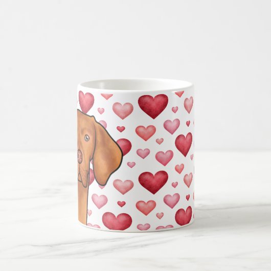 赤とピンクのハート コーヒーマグカップ (中央)