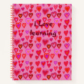 赤とピンクのハート ノートブック (正面)
