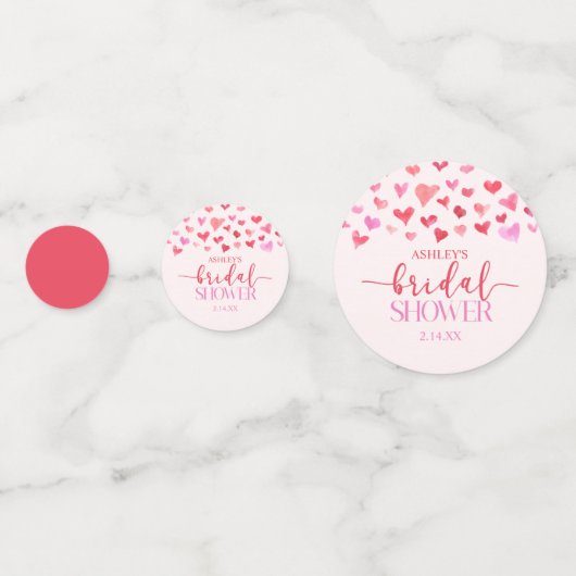 赤とピンクのハート バレンタインデー ブライダルシャワー コンフェッティ (裏面)