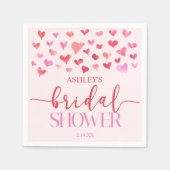 赤とピンクのハート バレンタインデー ブライダルシャワー スタンダードカクテルナプキン (正面)
