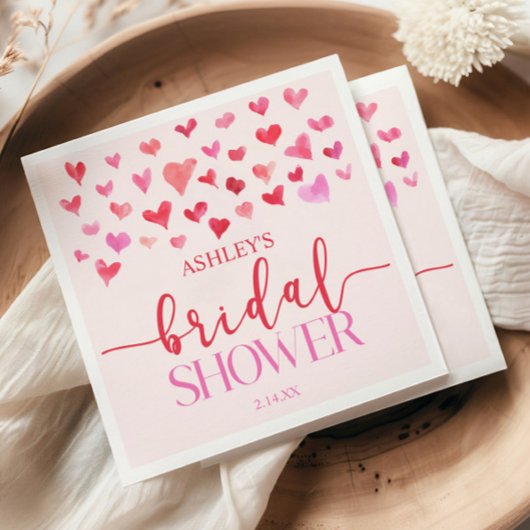 赤とピンクのハート バレンタインデー ブライダルシャワー スタンダードカクテルナプキン