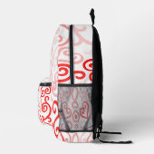 赤とピンクのハート プリントバックパック (右)