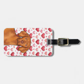 赤とピンクのハート ラゲッジタグ (正面横)