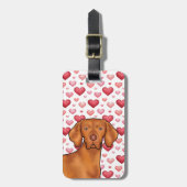 赤とピンクのハート ラゲッジタグ (正面縦)