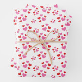 赤とピンクのハート ラッピングペーパーシート (インサイチュ)