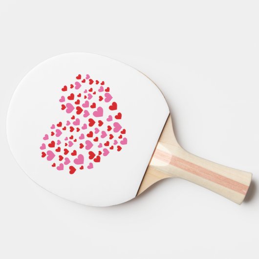 赤とピンクのハート 卓球ラケット (横)