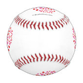 赤とピンクのハート |名前の追加 野球ボール (裏面)