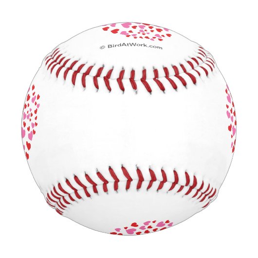 赤とピンクのハート |名前の追加 野球ボール (裏面)