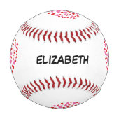 赤とピンクのハート |名前の追加 野球ボール (正面)