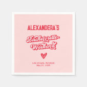 赤とピンクのバチェロレッテ スタンダードカクテルナプキン (正面)