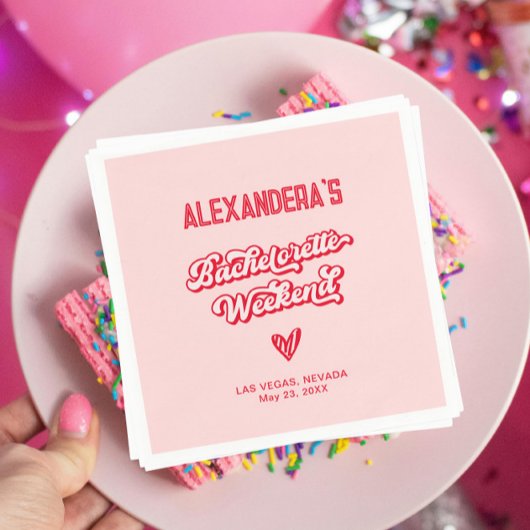 赤とピンクのバチェロレッテ スタンダードカクテルナプキン