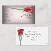 赤とピンクのバラのシーティングカード プレイスカード (正面/裏面)