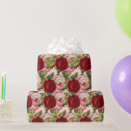 赤とピンクのバラのデカップクラフトまたは ラッピングペーパー