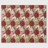 赤とピンクのバラのデカップクラフトまたは ラッピングペーパー (フラット)