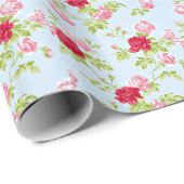 赤とピンクのバラのパターンヴィンテージ ラッピングペーパー (ロールコーナー)