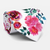 赤とピンクのバラの模様 ネクタイ (ロール)