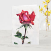 赤とピンクのバラの花のアートノートカード カード (黄色い花)