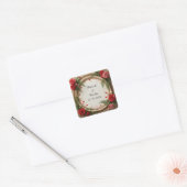 赤とピンクのバラの花枠 スクエアシール (封筒)