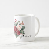 赤とピンクのバラの花 コーヒーマグカップ (正面右)