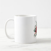 赤とピンクのバラの花 コーヒーマグカップ (左)