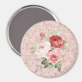 赤とピンクのバラの花 フラワー ギター マグネット (正面/裏面)