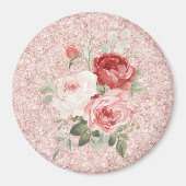 赤とピンクのバラの花 フラワー ギター マグネット (正面)