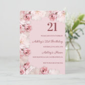 赤とピンクのバラの誕生日 招待状 (スタンド正面)