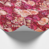赤とピンクのバラフローラハッピーマザーズデイ ラッピングペーパー (角)