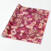 赤とピンクのバラフローラハッピーマザーズデイ ラッピングペーパー (アンロールド)