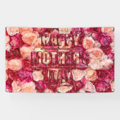 赤とピンクのバラフローラハッピーマザーズデイ 横断幕 (横)