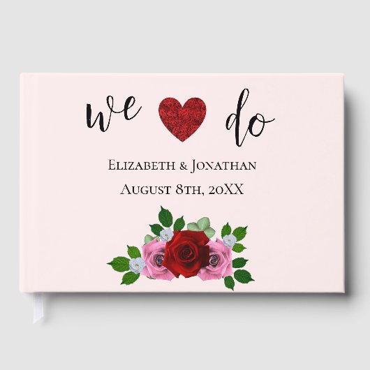 赤とピンクのバラ結婚ズ ゲストブック (正面)