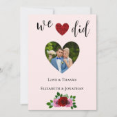 赤とピンクのバラ結婚ズ サンキューカード (正面)