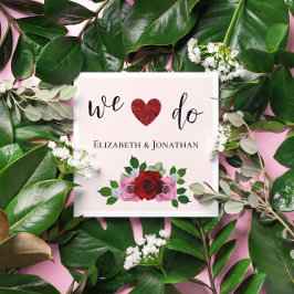 赤とピンクのバラ結婚ズ スタンダードカクテルナプキン