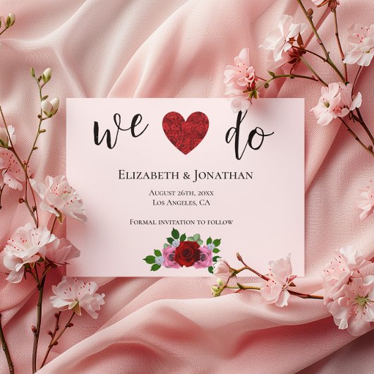 赤とピンクのバラ結婚ズ セーブザデート