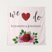 赤とピンクのバラ結婚ズ タペストリー (正面)