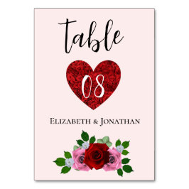 赤とピンクのバラ結婚ズ テーブルナンバー