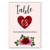 赤とピンクのバラ結婚ズ テーブルナンバー (裏面)