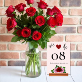 赤とピンクのバラ結婚ズ テーブルナンバー