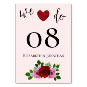 赤とピンクのバラ結婚ズ テーブルナンバー (正面)