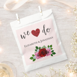 赤とピンクのバラ結婚ズ フェイバーバッグ