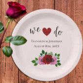 赤とピンクのバラ結婚ズ ペーパープレート