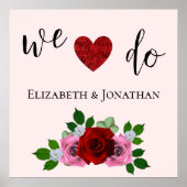 赤とピンクのバラ結婚ズ ポスター (正面)