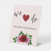 赤とピンクのバラ結婚ズ 台座サイン (正面)