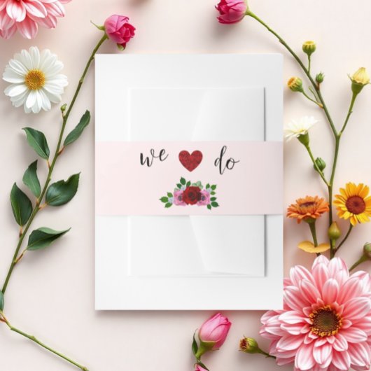 赤とピンクのバラ結婚ズ 招待状ベリーバンド