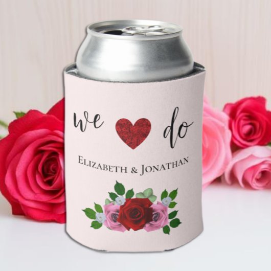 赤とピンクのバラ結婚ズ 缶クーラー