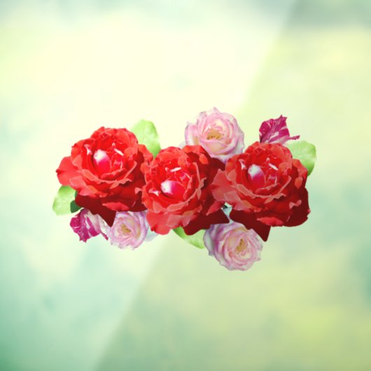 赤とピンクのバラ、ウィンドウにしがみつく ウィンドウサイン (シート3)