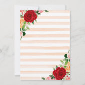 赤とピンクのバラ&金ゴールドフレーム赤ちゃんシャワー 招待状 (裏面)