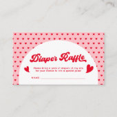 赤とピンクのバレンタインの赤ちゃんシャワーおむつラッフル エンクロージャーカード (正面)