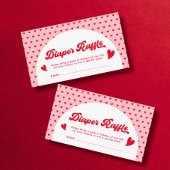 赤とピンクのバレンタインの赤ちゃんシャワーおむつラッフル エンクロージャーカード