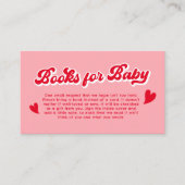 赤とピンクのバレンタインの赤ちゃんシャワー本ベビー エンクロージャーカード (正面)